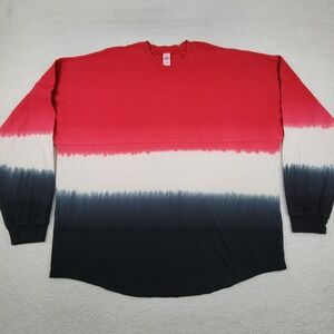 Spirit Jersey Shirt Mens XXL Red Black White Ombre Long Sleeve Crewneck Cotton